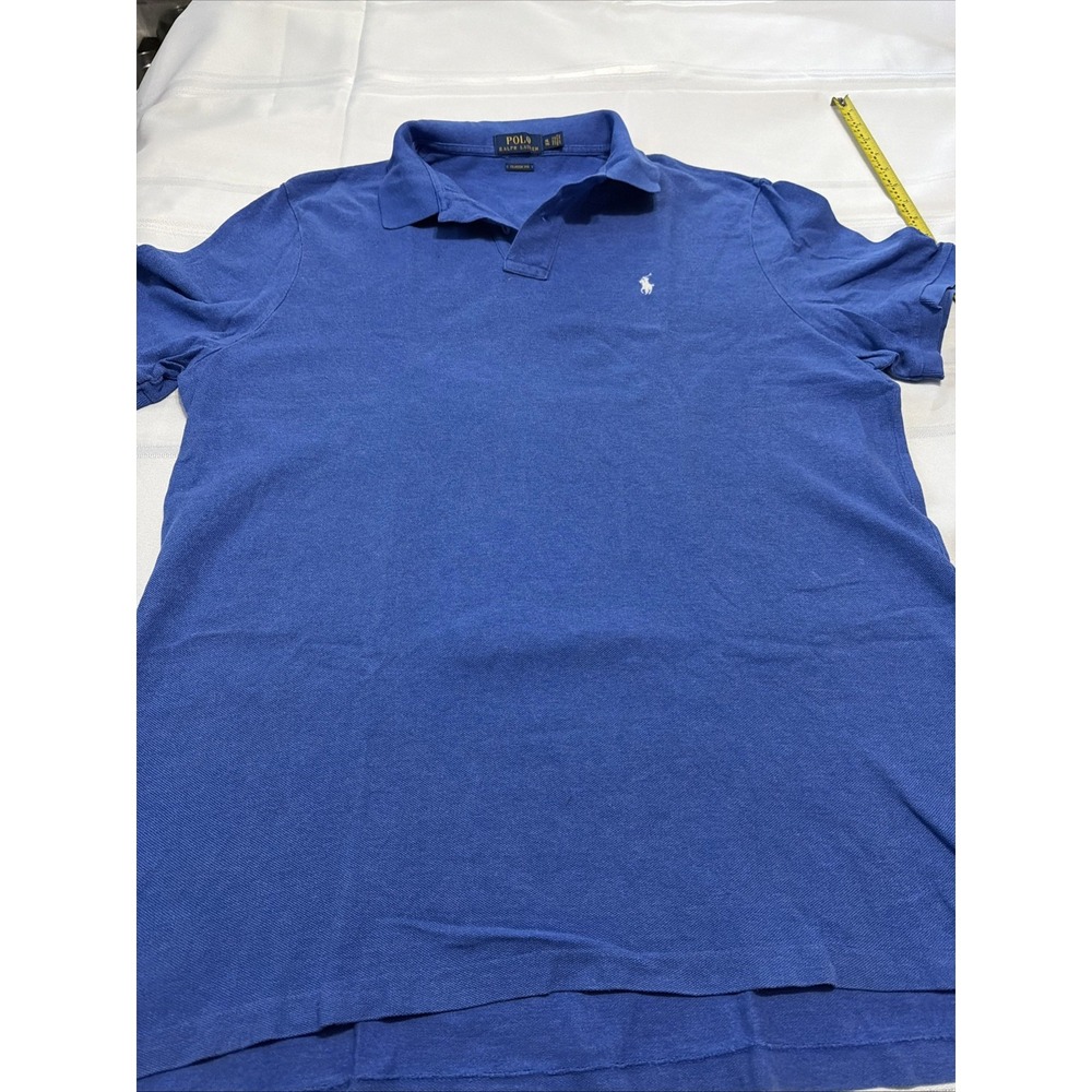 Polo Ralph Lauren Mens Classic Fit Blue Cotton Pique Polo Shirt XL White Pony